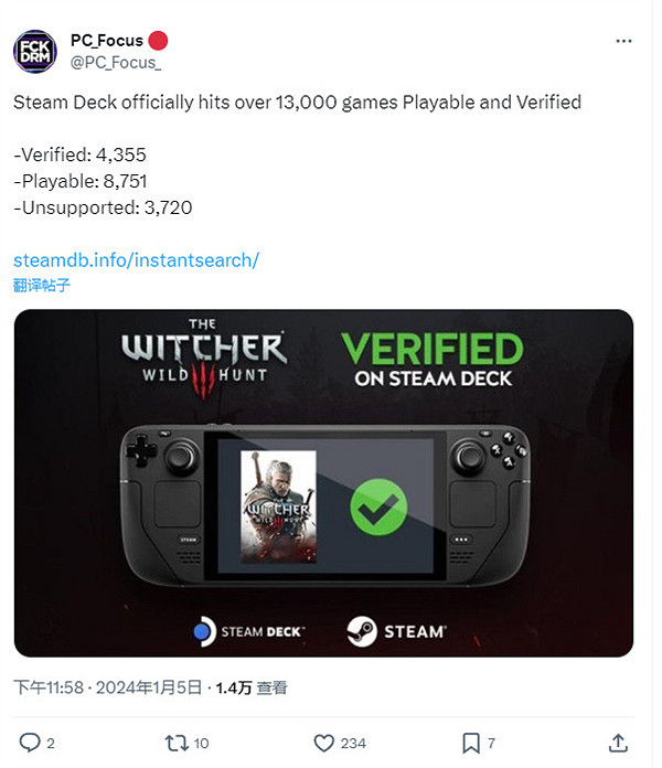 超越Switch遊戲庫!Steam Deck正式支援遊戲數破1.3萬 超越Switch遊戲庫!Steam Deck正式支援遊戲數破1.3萬