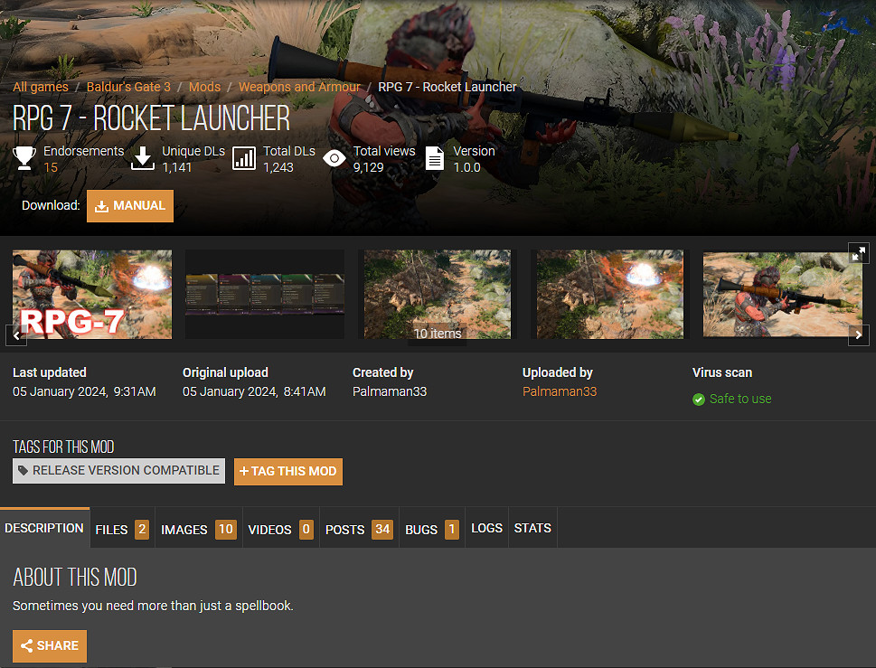 比魔法還管用! MOD製作者為《柏德之門3》添加RPG火箭筒 比魔法還管用! MOD製作者為《柏德之門3》添加RPG火箭筒