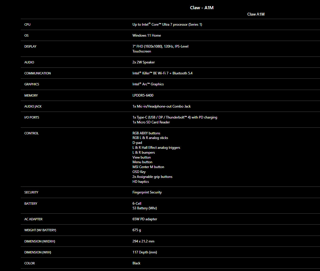 微星Claw掌機詳細規格公布 699美元起今年上半年出貨 微星Claw掌機詳細規格公布 699美元起今年上半年出貨