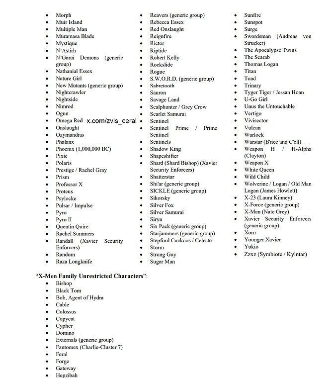 索尼X戰警遊戲可使用的漫威角色名單曝光：多達上百個
