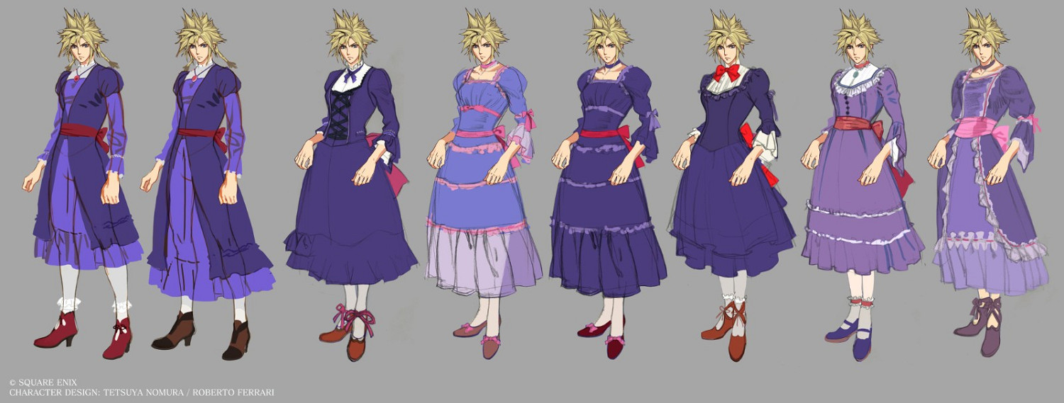 《太空戰士7:重製版》克勞德早期女裝設計圖 款式還挺多 《太空戰士7:重製版》克勞德早期女裝設計圖 款式還挺多