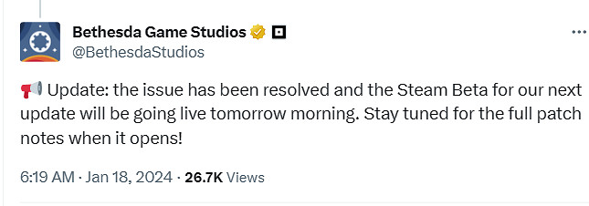 問題已修復!《星空》重大更新將於明天上線Steam Beta
