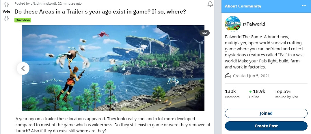 《幻獸帕魯》2年前宣傳片中的地方是否存在於遊戲中