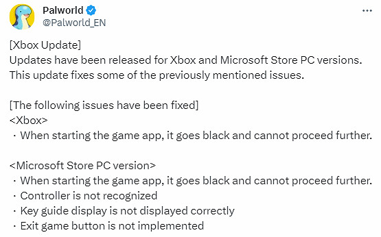 《幻獸帕魯》Xbox黑屏問題現已解決 但連線問題仍存在 《幻獸帕魯》Xbox黑屏問題現已解決 但連線問題仍存在