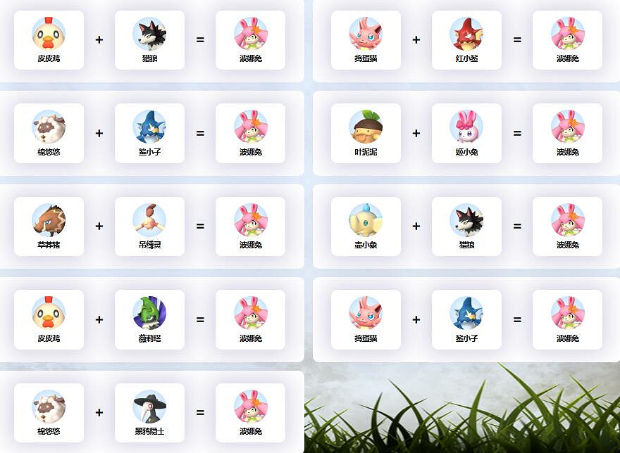 《幻獸帕魯》波娜兔配種公式一覽 《幻獸帕魯》波娜兔配種公式一覽