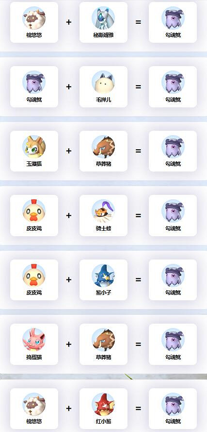 《幻獸帕魯》勾魂魷配種公式一覽 《幻獸帕魯》勾魂魷配種公式一覽