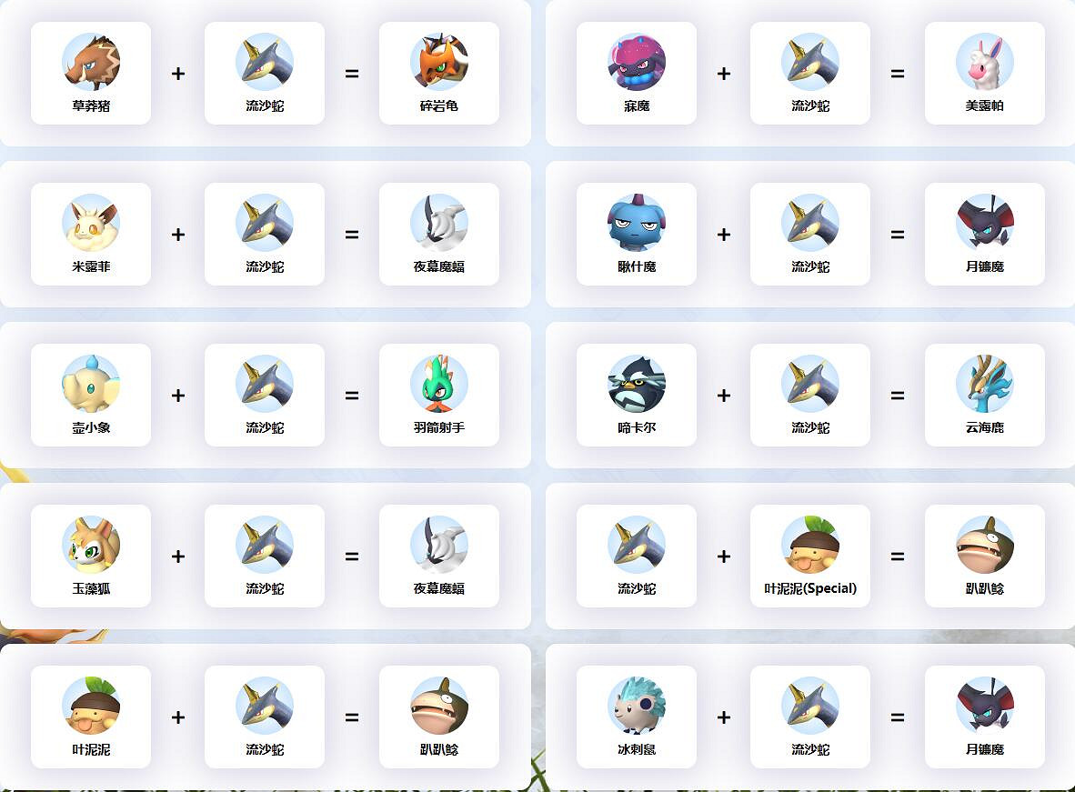 《幻獸帕魯》流沙蛇配種公式一覽 《幻獸帕魯》流沙蛇配種公式一覽