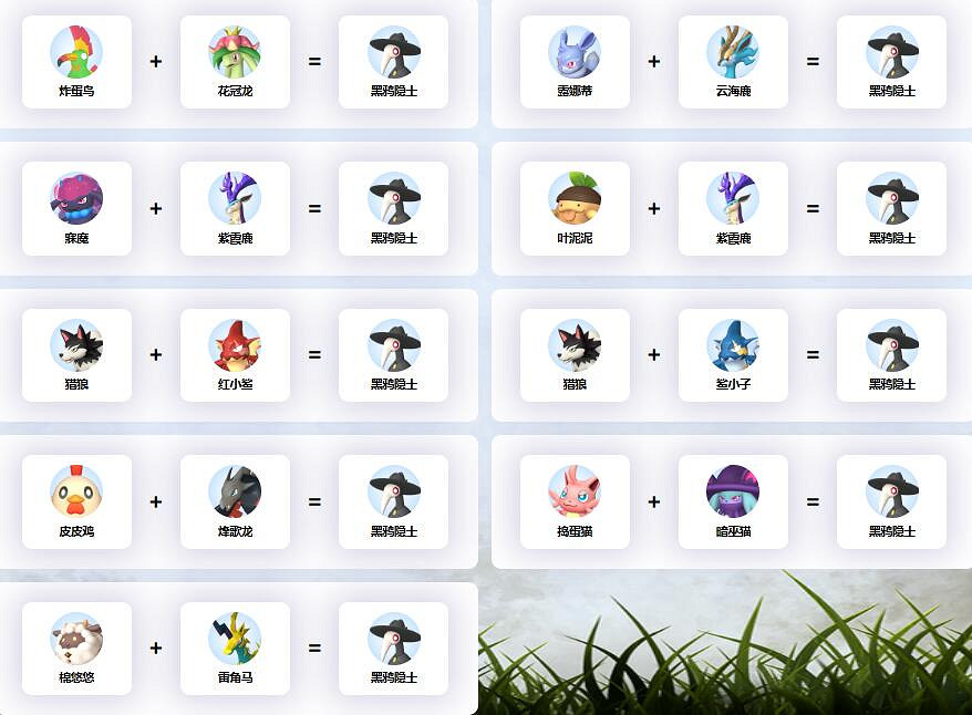 《幻獸帕魯》黑鴉隱士配種公式一覽 《幻獸帕魯》黑鴉隱士配種公式一覽