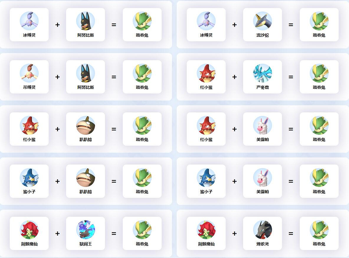 《幻獸帕魯》踏春兔配種公式一覽 《幻獸帕魯》踏春兔配種公式一覽