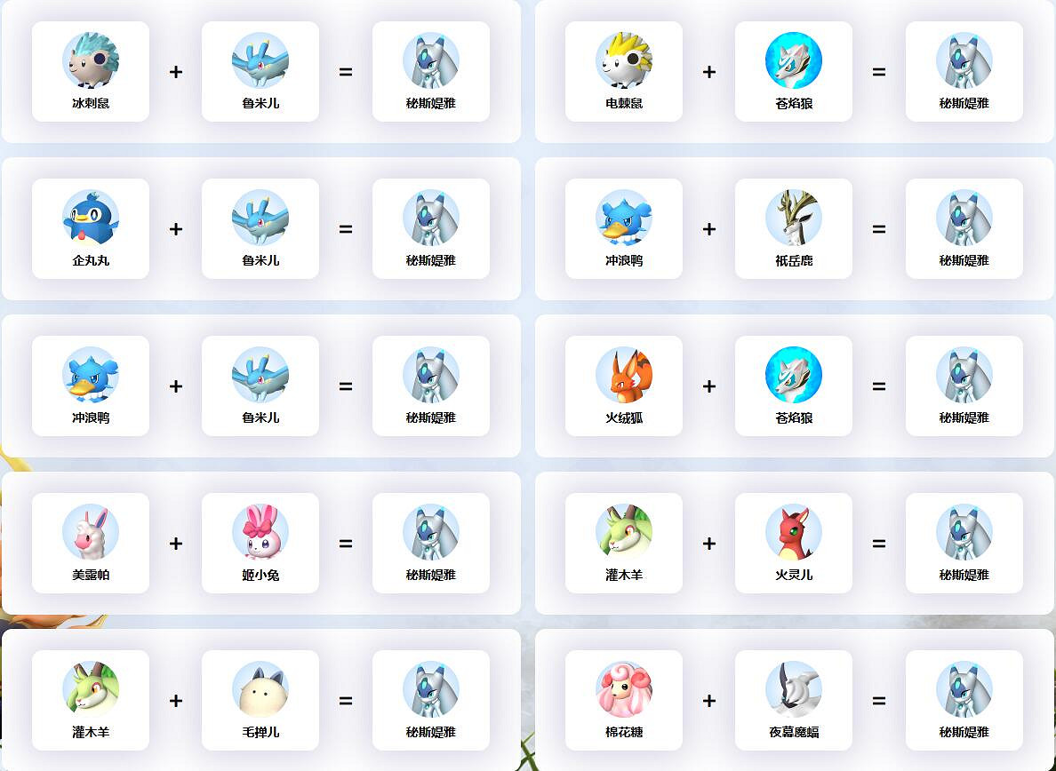 《幻獸帕魯》秘斯媞雅配種公式一覽 《幻獸帕魯》秘斯媞雅配種公式一覽