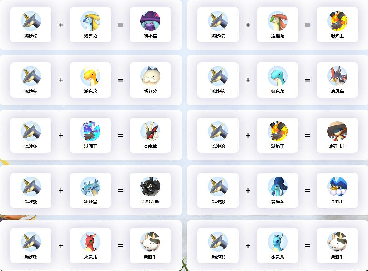 《幻獸帕魯》流沙蛇配種公式一覽 《幻獸帕魯》流沙蛇配種公式一覽