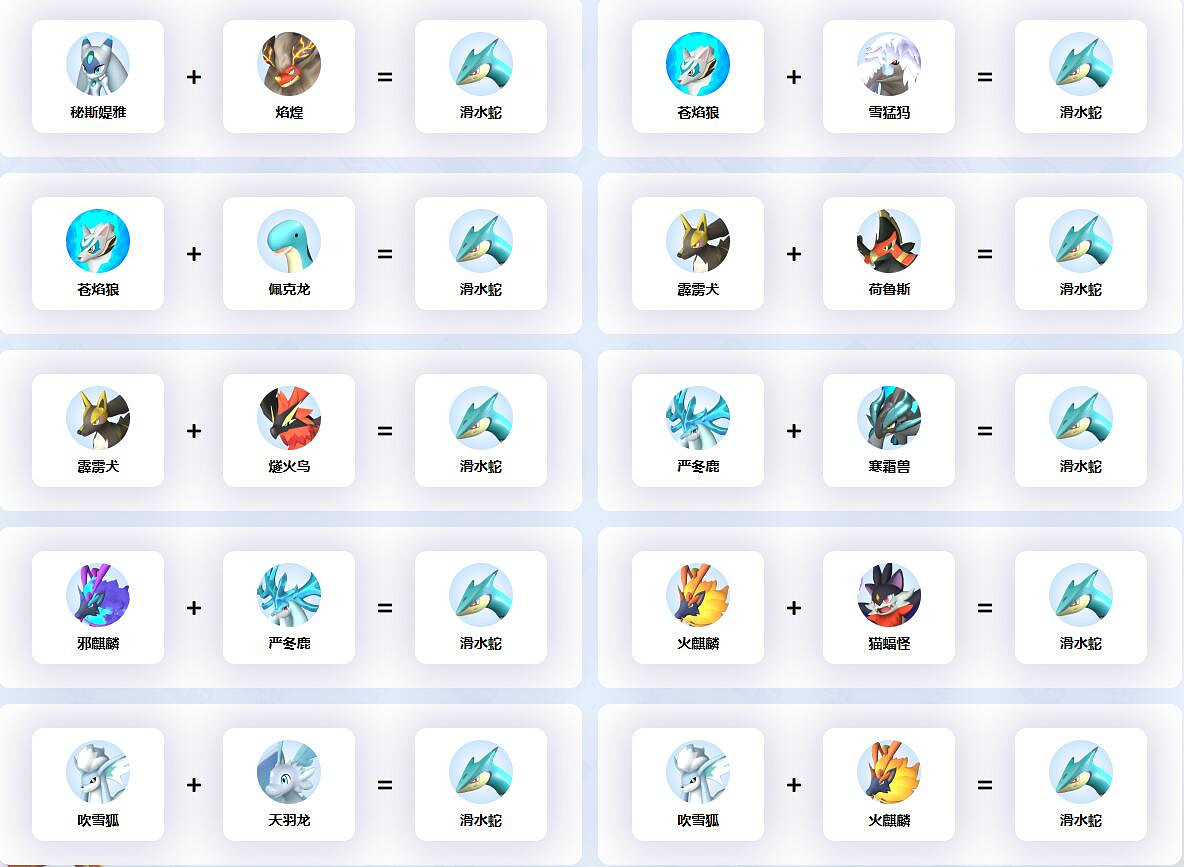 《幻獸帕魯》滑水蛇配種公式一覽 《幻獸帕魯》滑水蛇配種公式一覽
