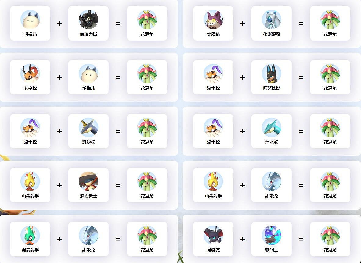 《幻獸帕魯》花冠龍配種公式一覽 《幻獸帕魯》花冠龍配種公式一覽