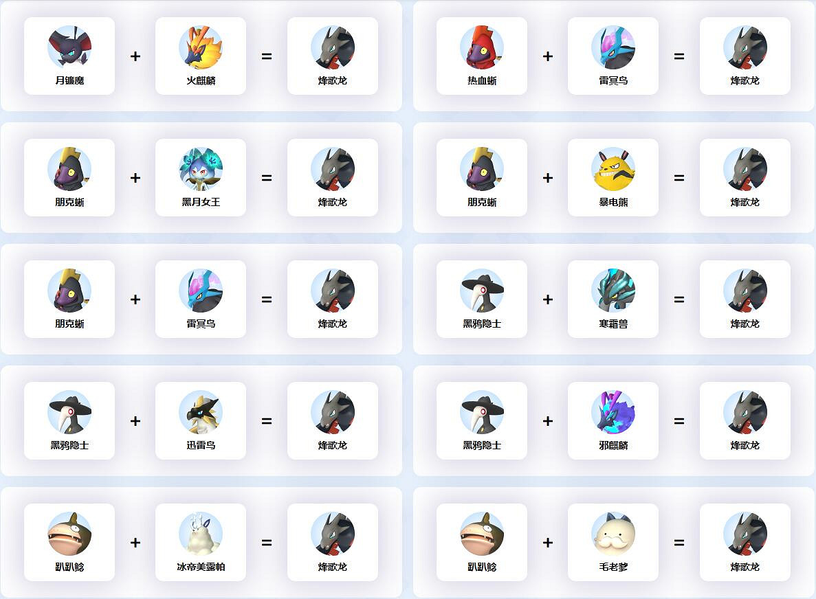 《幻獸帕魯》烽歌龍配種公式一覽 《幻獸帕魯》烽歌龍配種公式一覽