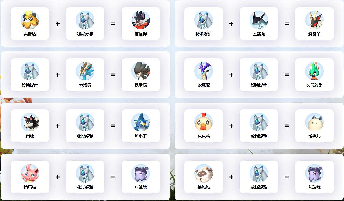 《幻獸帕魯》秘斯媞雅配種公式一覽 《幻獸帕魯》秘斯媞雅配種公式一覽