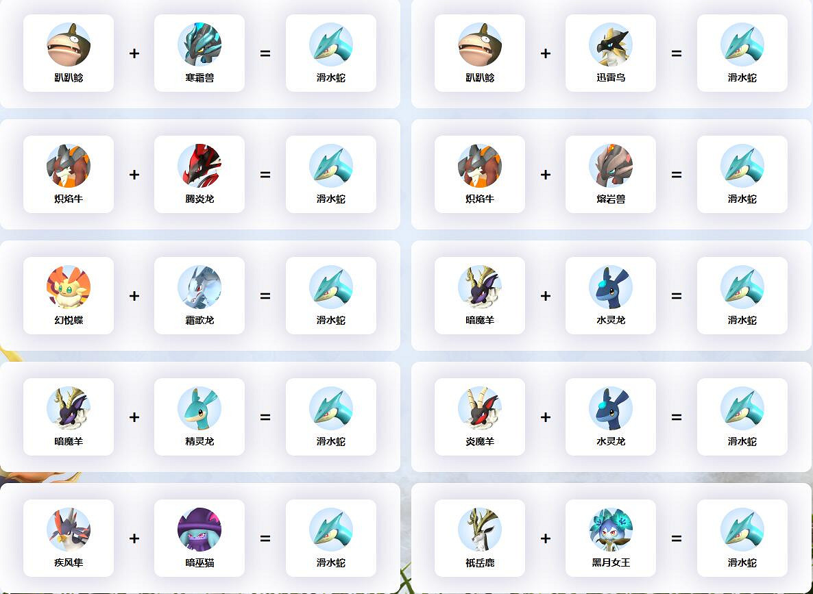 《幻獸帕魯》滑水蛇配種公式一覽 《幻獸帕魯》滑水蛇配種公式一覽