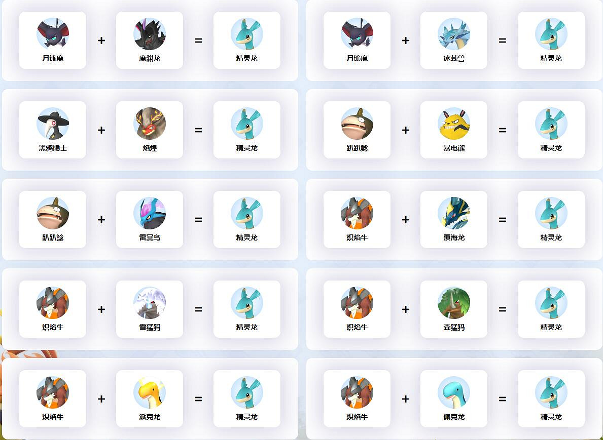 《幻獸帕魯》精靈龍配種公式一覽