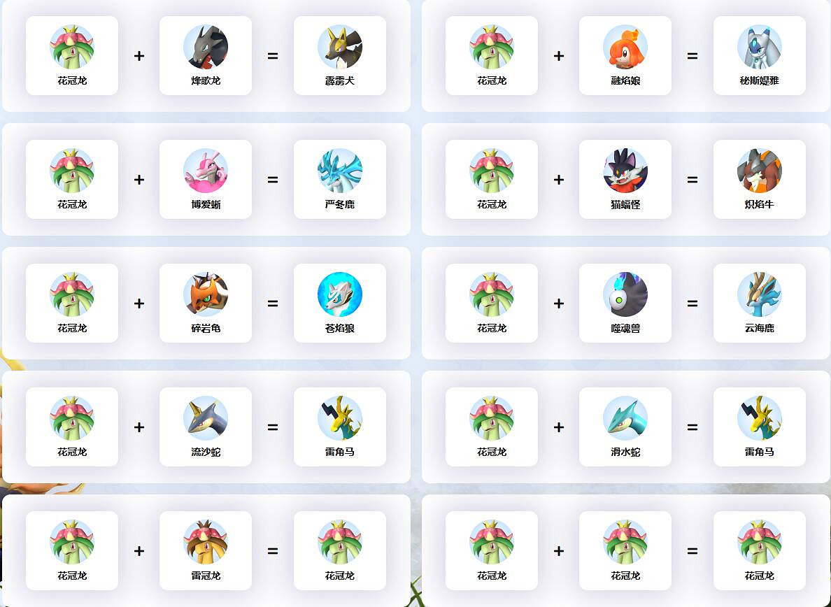 《幻獸帕魯》花冠龍配種公式一覽 《幻獸帕魯》花冠龍配種公式一覽