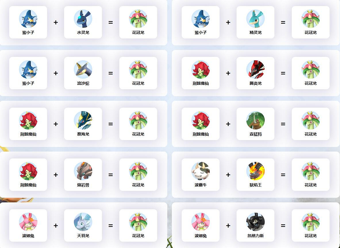 《幻獸帕魯》花冠龍配種公式一覽 《幻獸帕魯》花冠龍配種公式一覽