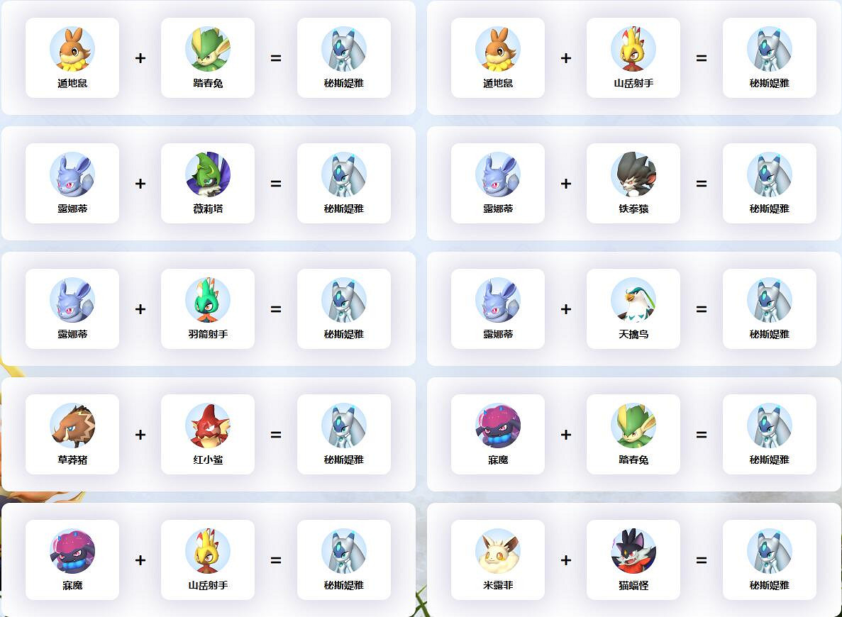 《幻獸帕魯》秘斯媞雅配種公式一覽 《幻獸帕魯》秘斯媞雅配種公式一覽