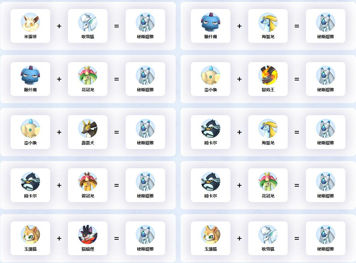 《幻獸帕魯》秘斯媞雅配種公式一覽 《幻獸帕魯》秘斯媞雅配種公式一覽