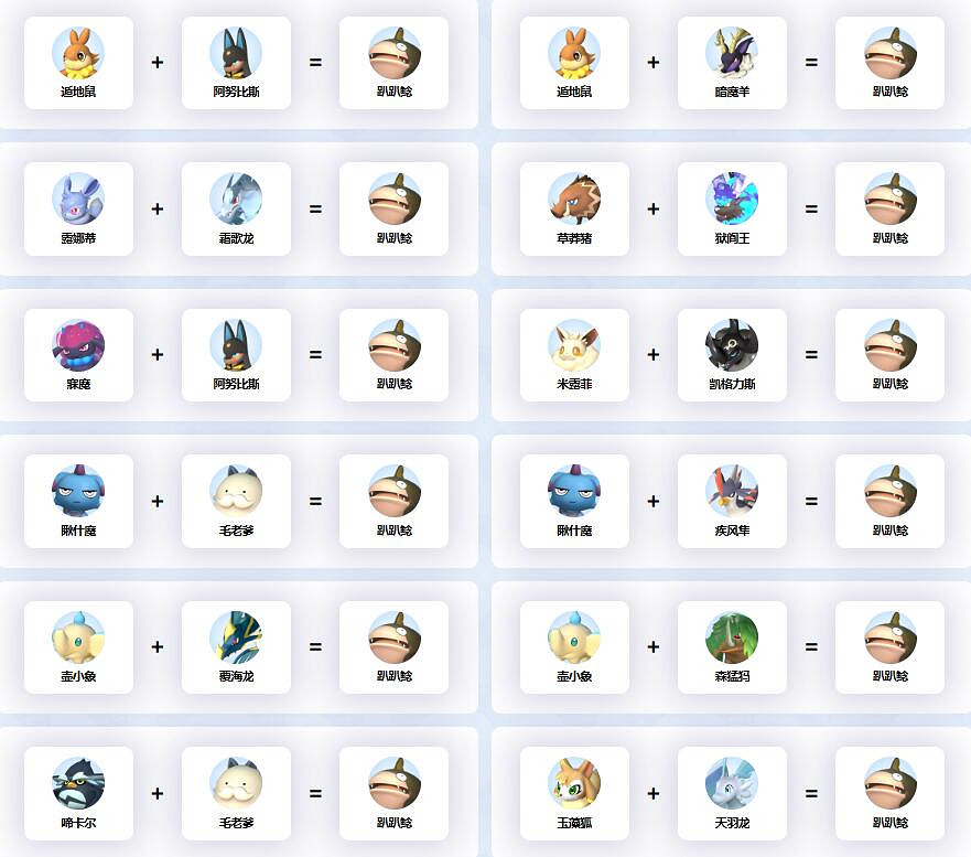 《幻獸帕魯》趴趴鯰配種公式一覽 《幻獸帕魯》趴趴鯰配種公式一覽