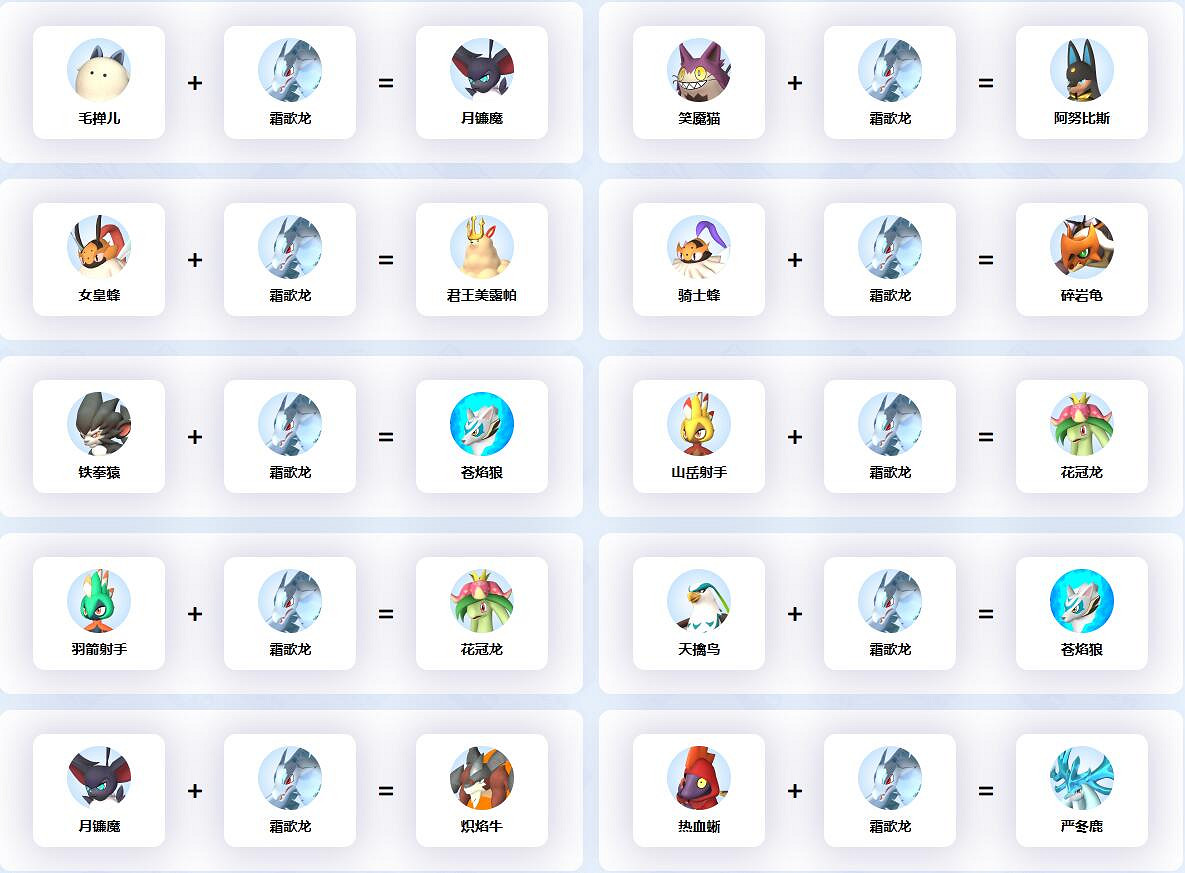 《幻獸帕魯》霜歌龍配種公式一覽 《幻獸帕魯》霜歌龍配種公式一覽