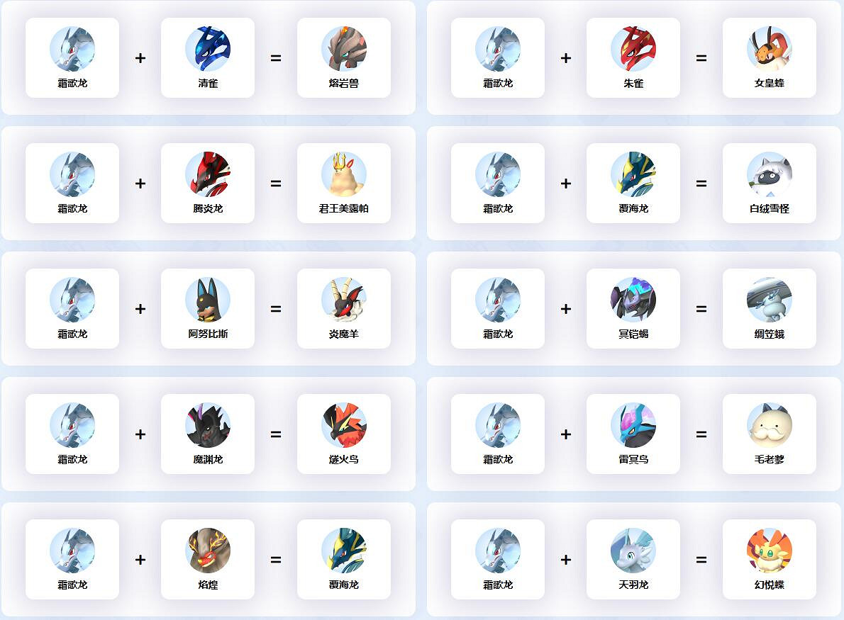 《幻獸帕魯》霜歌龍配種公式一覽 《幻獸帕魯》霜歌龍配種公式一覽