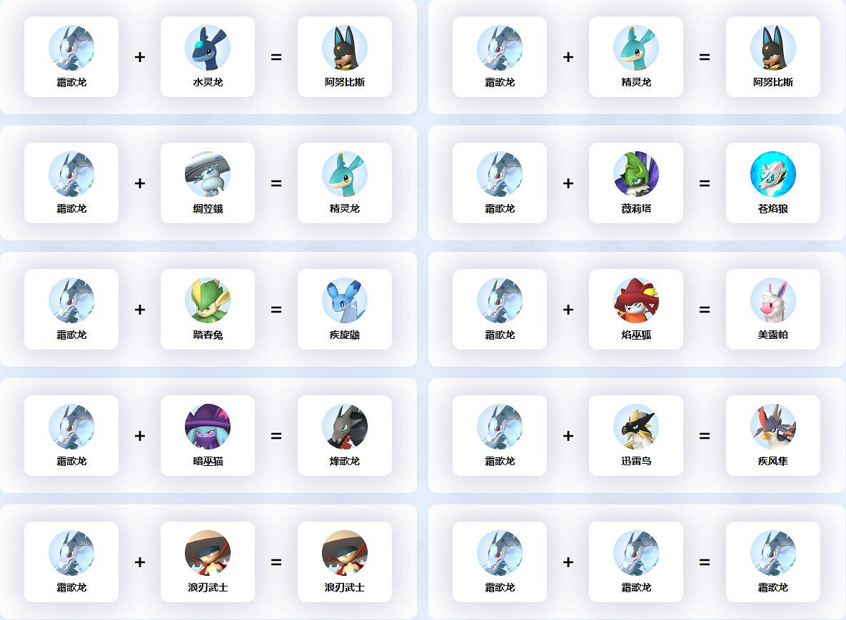 《幻獸帕魯》霜歌龍配種公式一覽 《幻獸帕魯》霜歌龍配種公式一覽