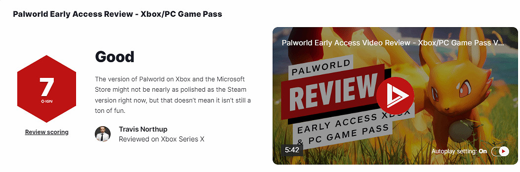  Xbox Game Pass (XGP) 版《幻獸帕魯》IGN 7分：存在一些問題 但可以解決