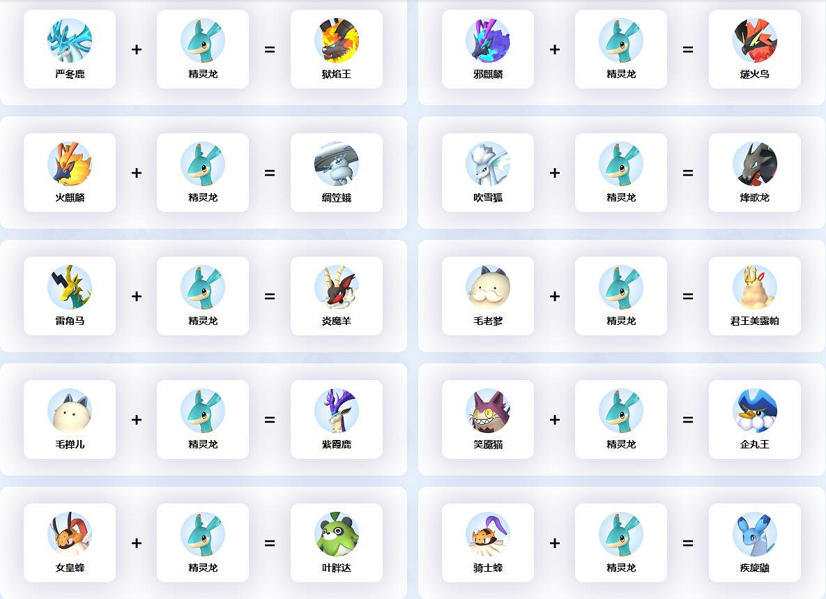 《幻獸帕魯》精靈龍配種公式一覽
