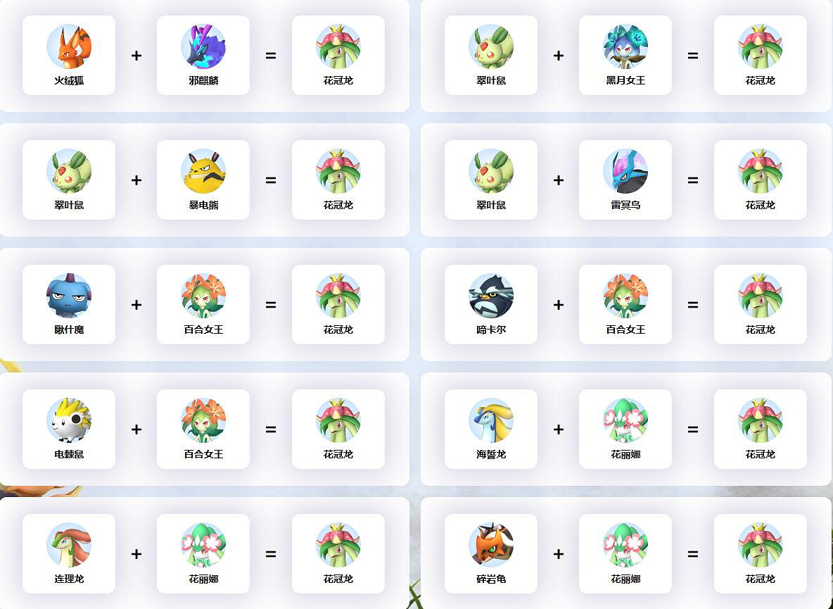 《幻獸帕魯》花冠龍配種公式一覽 《幻獸帕魯》花冠龍配種公式一覽