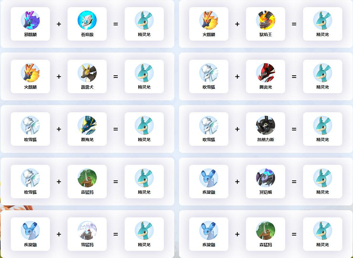 《幻獸帕魯》精靈龍配種公式一覽