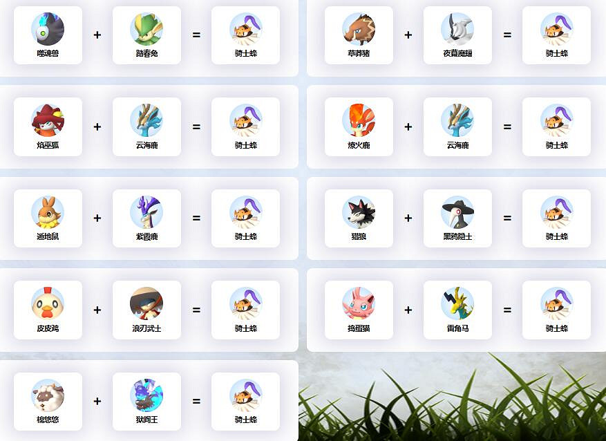 《幻獸帕魯》騎士蜂配種公式一覽 《幻獸帕魯》騎士蜂配種公式一覽