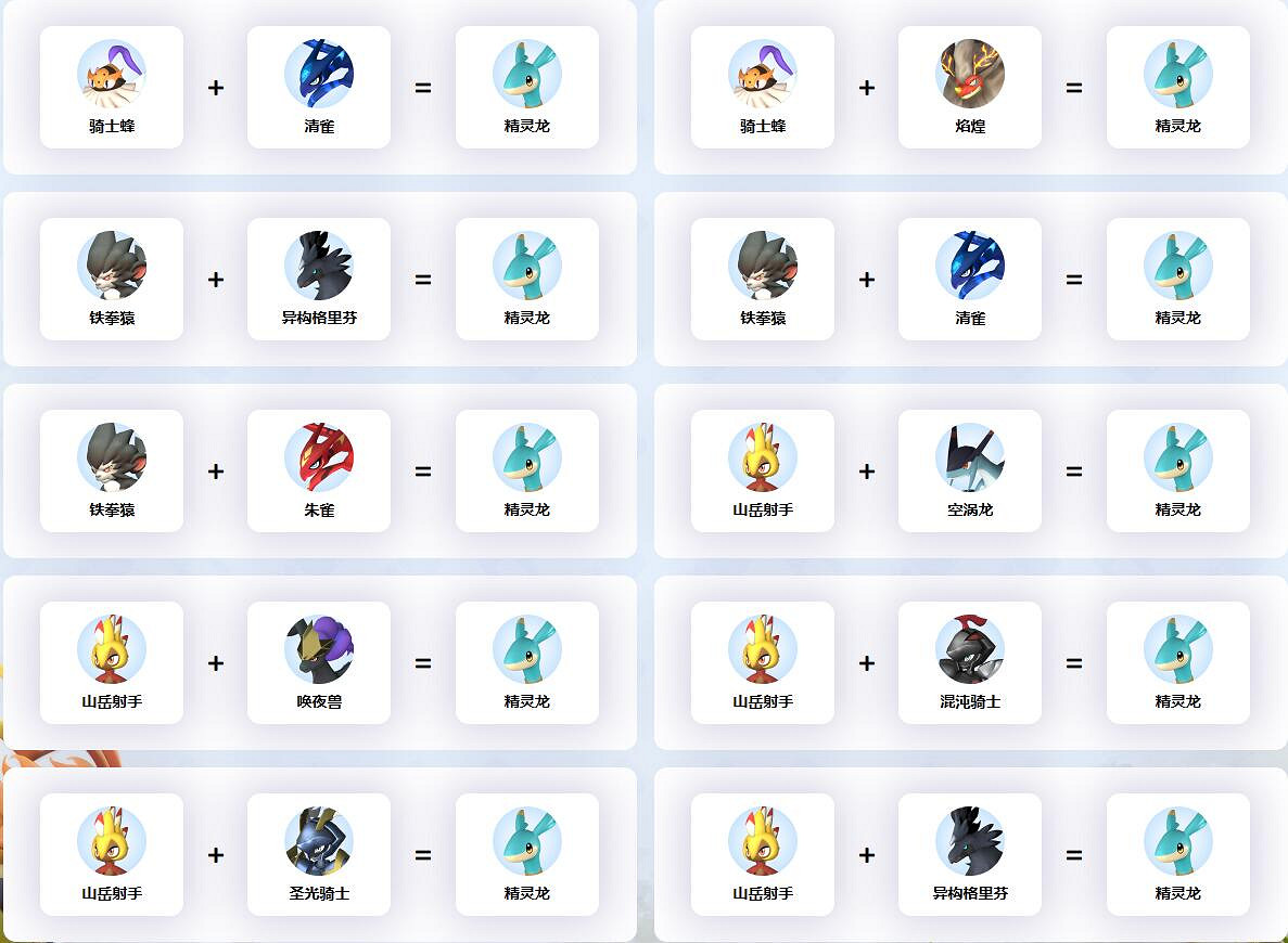 《幻獸帕魯》精靈龍配種公式一覽