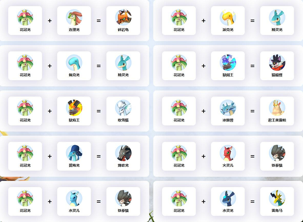 《幻獸帕魯》花冠龍配種公式一覽 《幻獸帕魯》花冠龍配種公式一覽