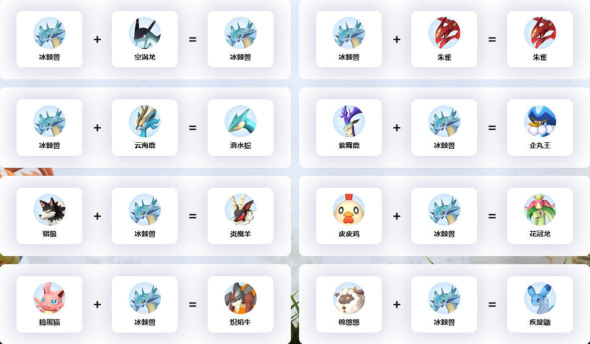 《幻獸帕魯》冰棘獸配種公式一覽 《幻獸帕魯》冰棘獸配種公式一覽