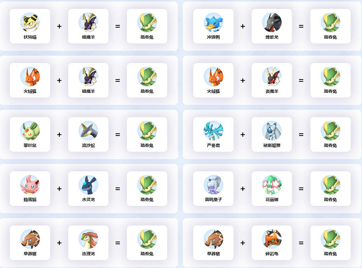 《幻獸帕魯》踏春兔配種公式一覽 《幻獸帕魯》踏春兔配種公式一覽