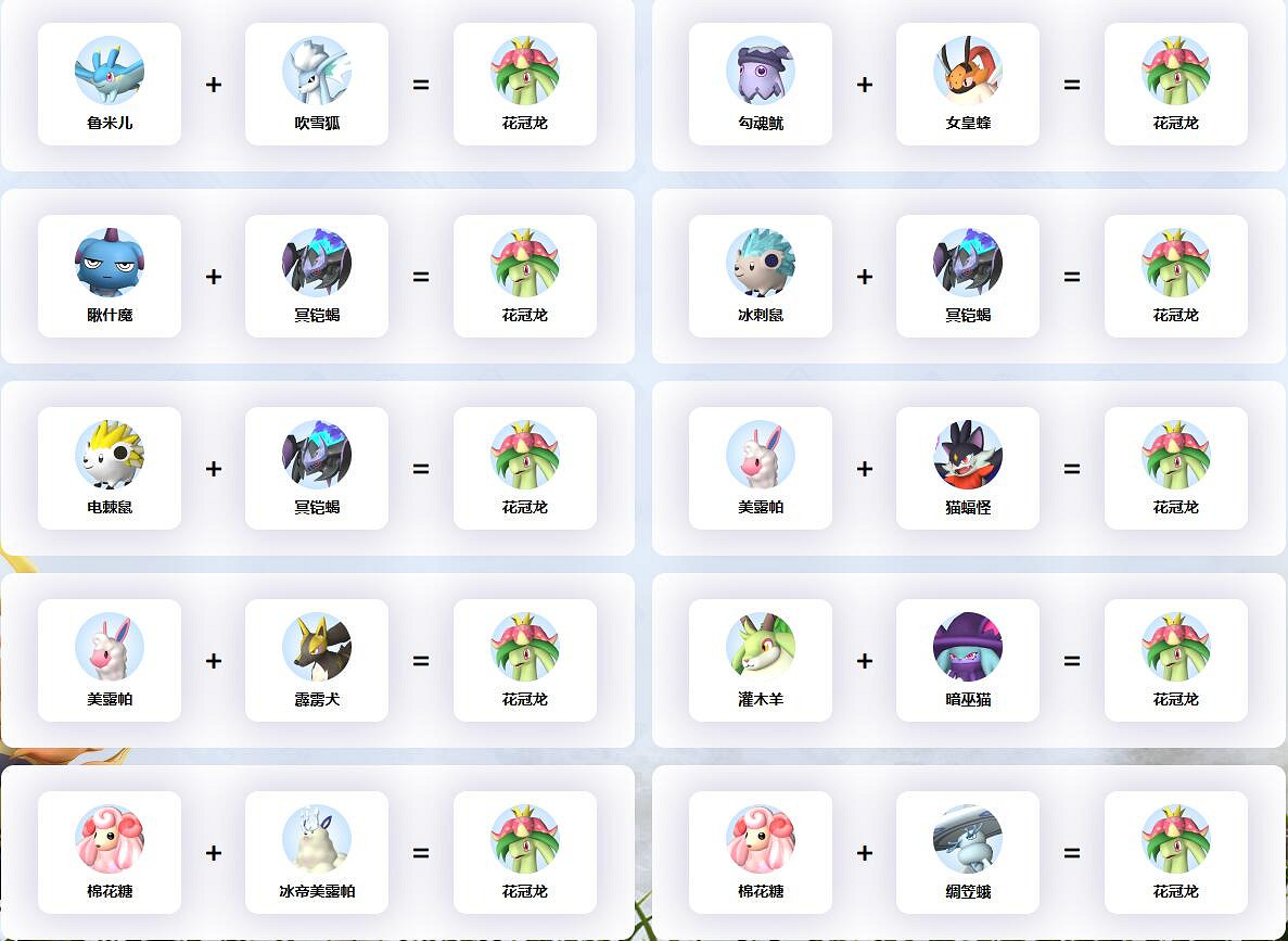 《幻獸帕魯》花冠龍配種公式一覽 《幻獸帕魯》花冠龍配種公式一覽