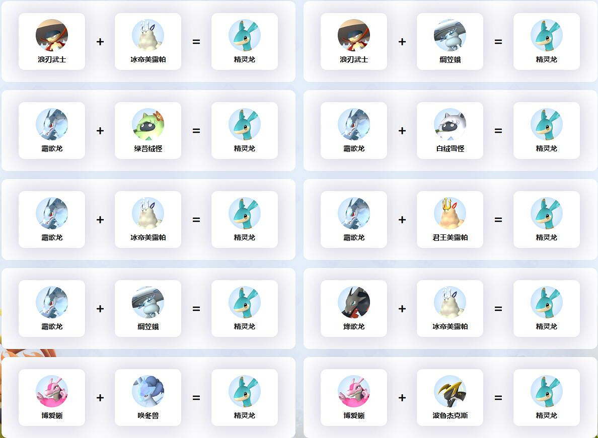 《幻獸帕魯》精靈龍配種公式一覽