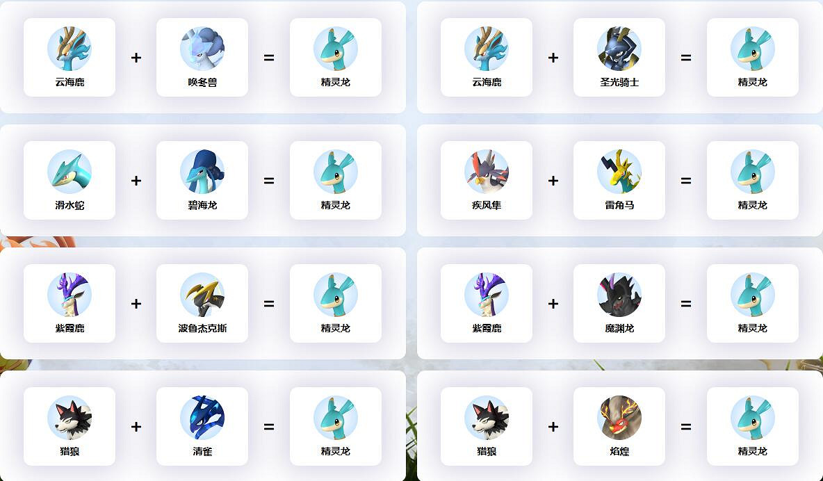 《幻獸帕魯》精靈龍配種公式一覽