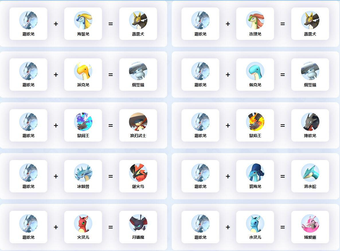 《幻獸帕魯》霜歌龍配種公式一覽 《幻獸帕魯》霜歌龍配種公式一覽