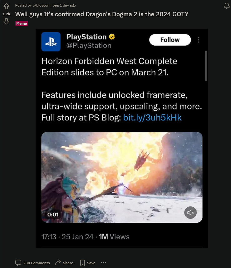 玩家:《地平線2》PC版欽點《龍之信條2》為年度遊戲