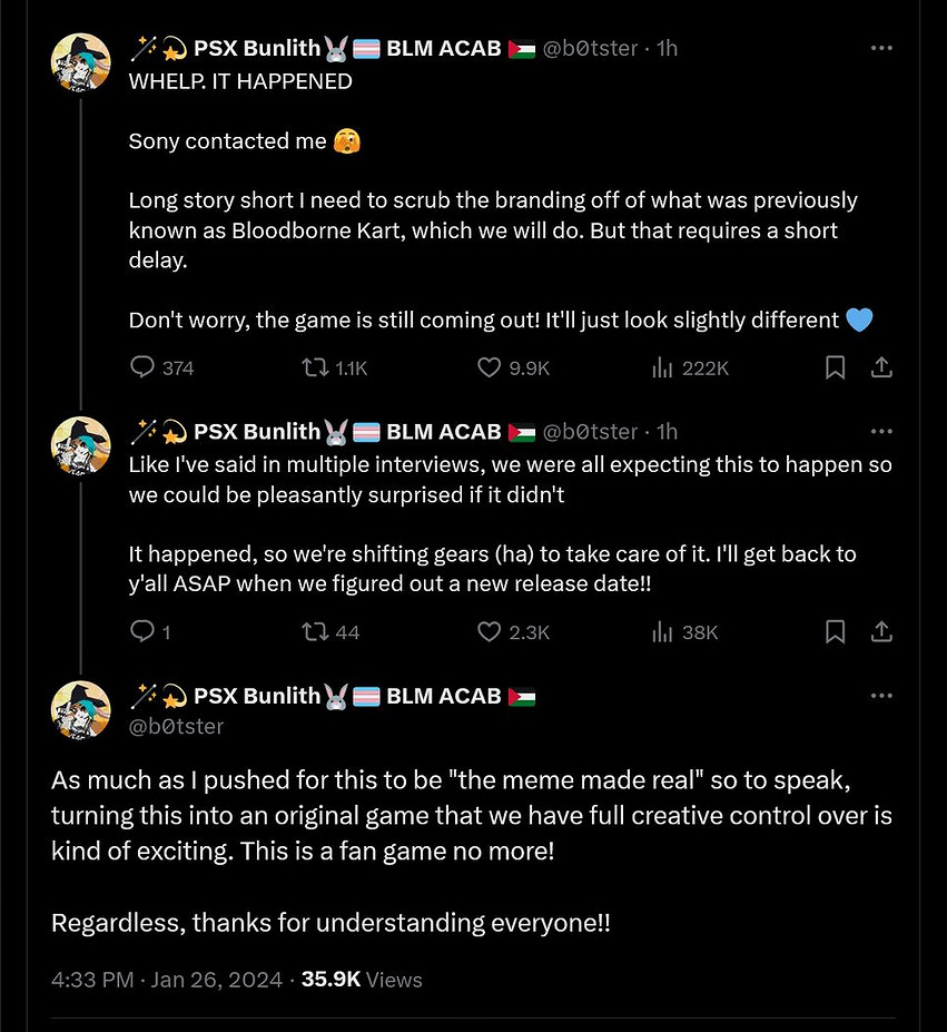 同人遊戲《血源卡丁車》被索尼警告 改為原創項目 同人遊戲《血源卡丁車》被索尼警告 改為原創項目