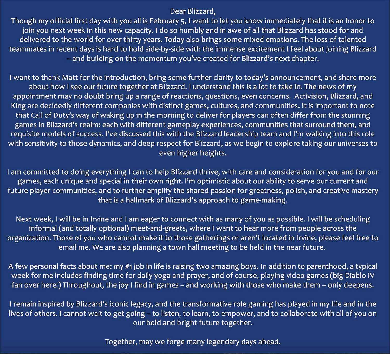 暴雪新總裁公開信：我是《暗黑破壞神4》忠實粉絲！