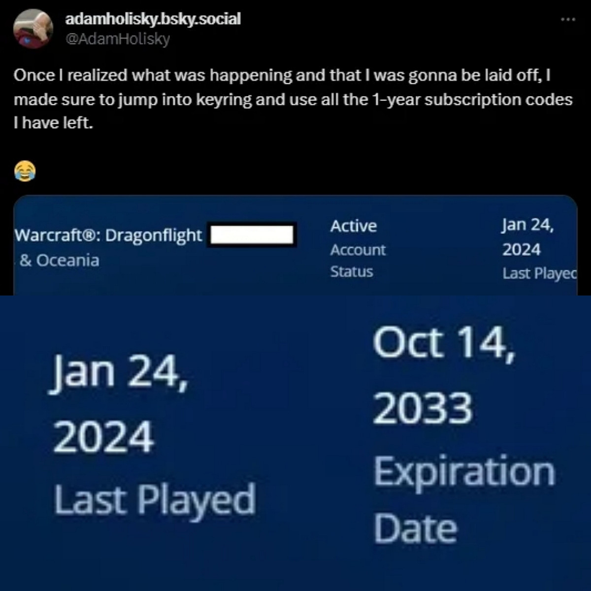 暴雪員工在被解雇前拿下十年《魔獸世界》遊戲時長