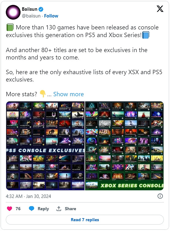 在本世代中Xbox擁有著比PlayStation更多的獨占遊戲