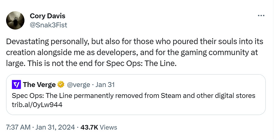 《特殊行動：一線生機》數位版下架 總監稱這並非結局