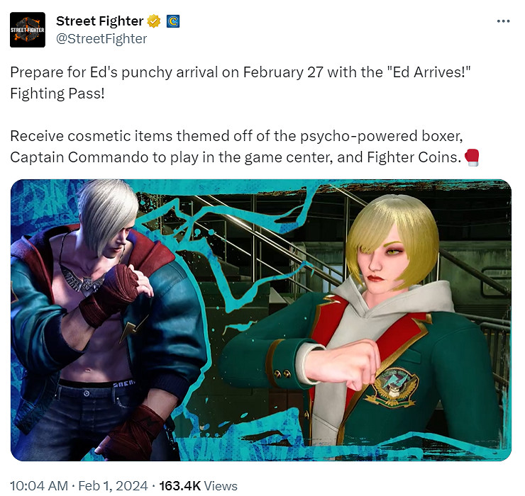 《快打旋風6》新DLC將於2月27日上線：角色Ed登場！