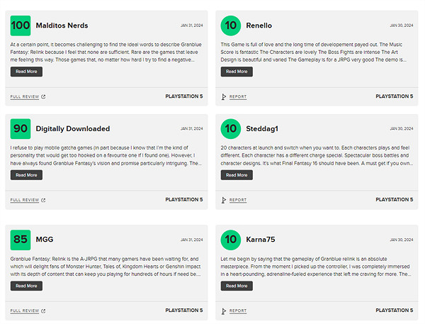 《碧藍幻想Relink》M站評分80分:戰鬥體驗緊張且刺激 《碧藍幻想Relink》M站評分80分:戰鬥體驗緊張且刺激